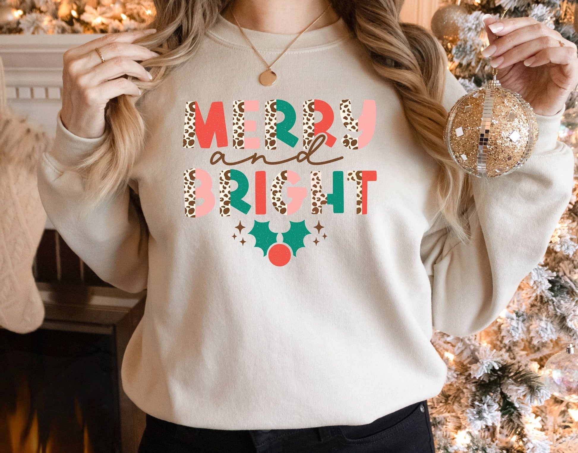 Woman Christmas Sweatshirt Merry and Bright Baby Romper Bubble Romper Sweatsuit - Squishy Cheeks
