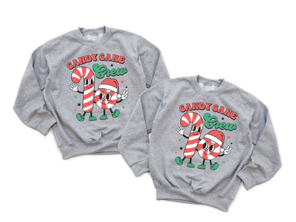 Woman's Candy Cane Christmas Crew Family Matching Shirts Sweatshirts Mommy and Me Candy Cane Crew - Squishy Cheeks