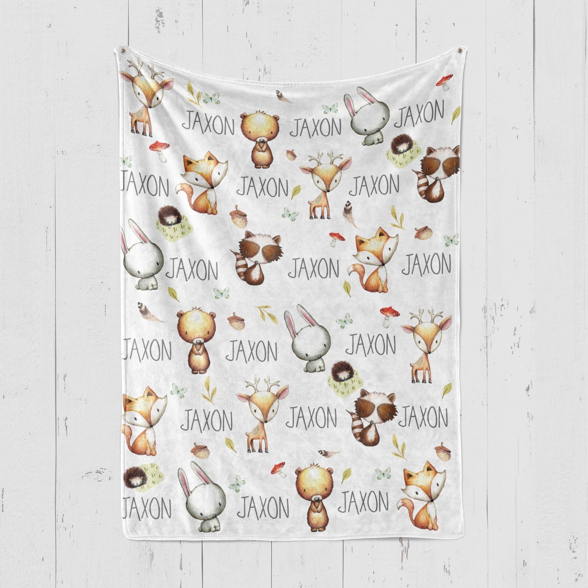 Woodland Animal Baby Nursery Forest Personalize Baby Blanket Baby Girl Blanket Baby Boy Blanket Swaddle Baby Shower Gift Name Blanket - Squishy Cheeks